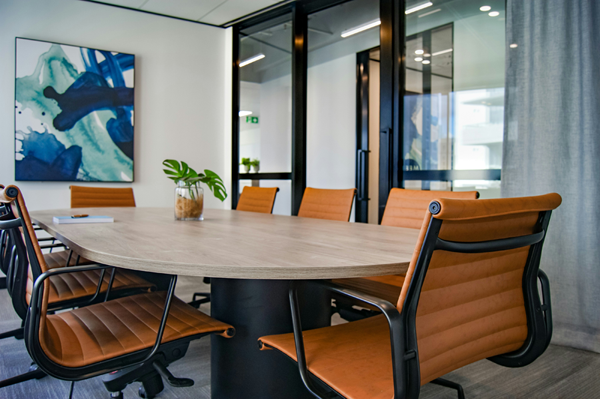 A clean and orderly office.