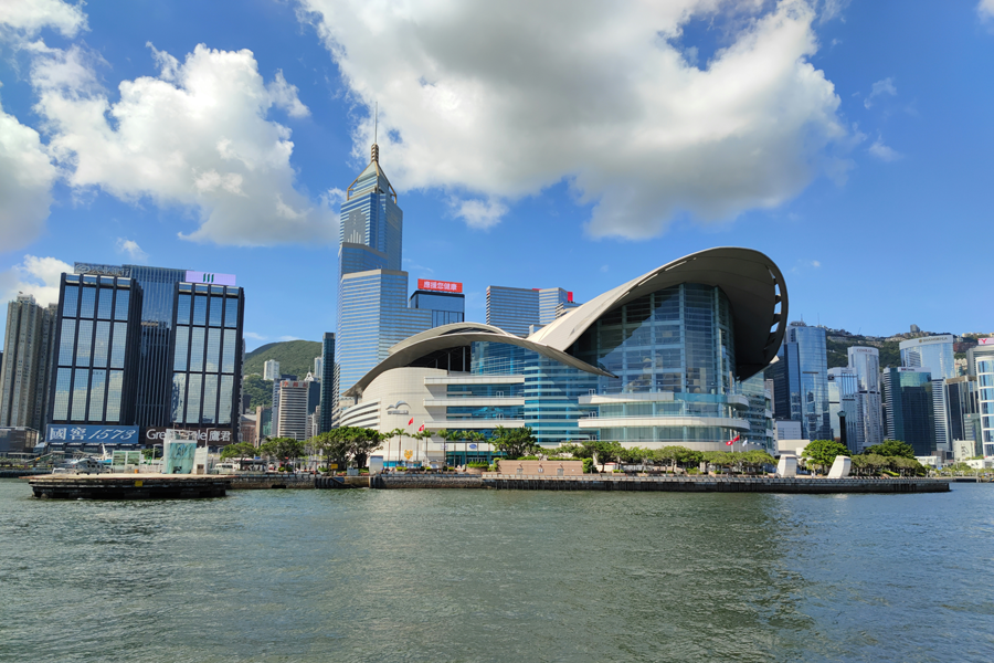 Outside view of a large convention center