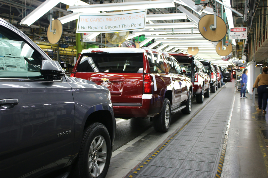Assembly line in an industrial facility
