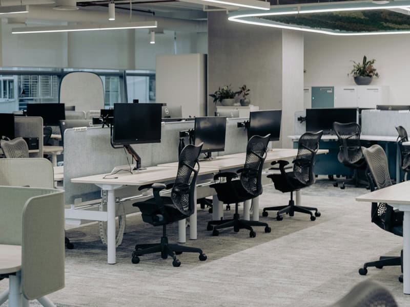 An office after season cleaning was completed.