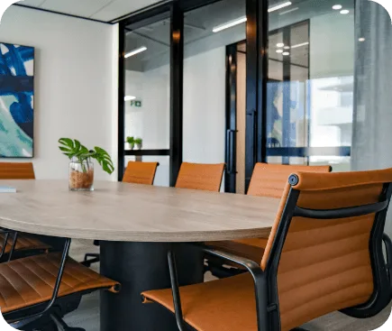 Clean modern conference room maintained by Charlotte commercial cleaning service